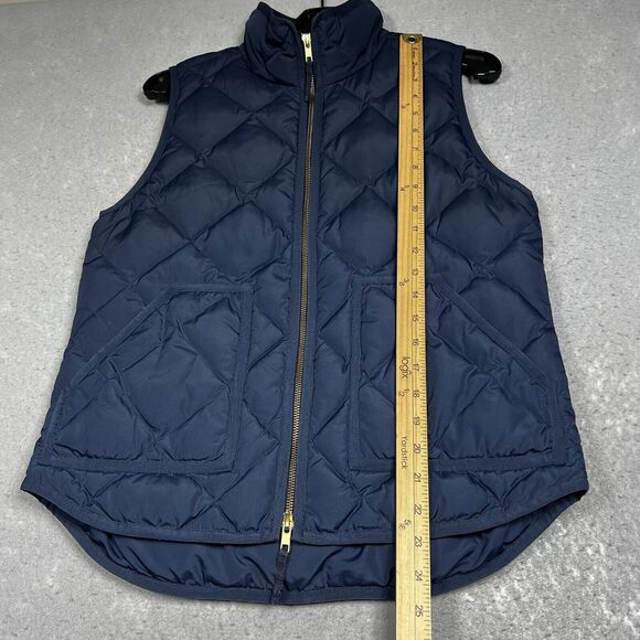 J Crew Vest Womens Small Blue Excursion Puffer Jacket Full Zip Quilted Down - Picture 7 of 11